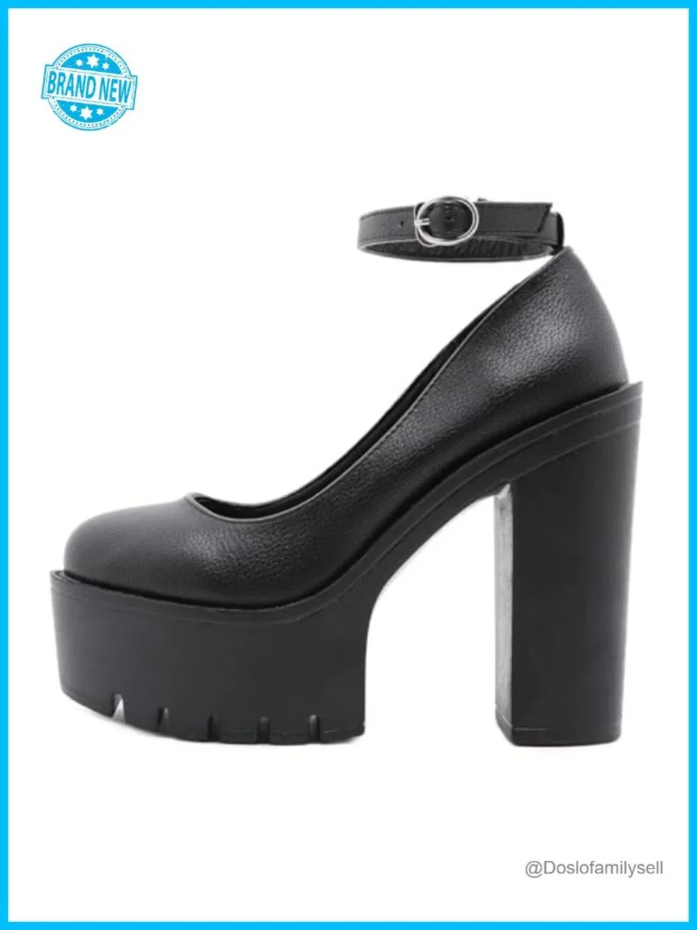 Womens Platform Mary Janes Chunky High Heels Gothic Shoes Round Toe Ankle Strap